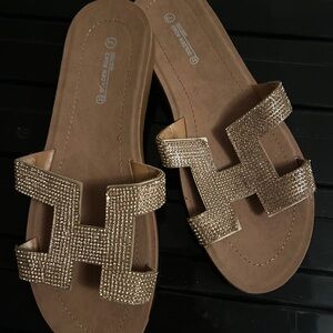 Chic Gold Slide Sandals